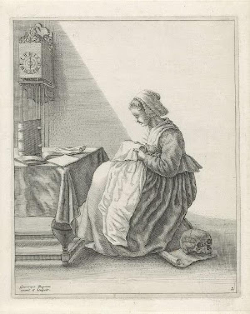 Geertruydt Roghman, Handwerkende vrouw (gravure), 1648-1650, Rijksprentenkabinet