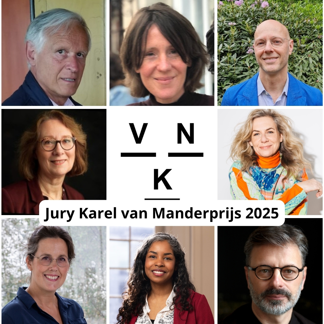 V.l.n.r. (met de klok mee): Titus Eliëns (voorzitter), Mette Gieskes, Patrick Van Rossem, Roosje Klap, Gregor Langfeld, Imara Limon, Sandra Kisters & Annemieke Hogervorst (secretaris).