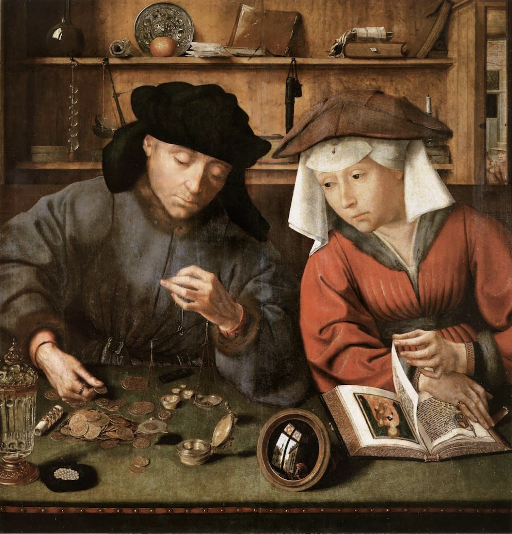 Quinten Massijs, Geldwisselaar en zijn vrouw, 1514, olieverf op paneel, Musée du Louvre in Parijs