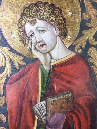 De kruisiging (ca. 1425), Meester van de Bewening van Christus te Lindau (detail schilderij)