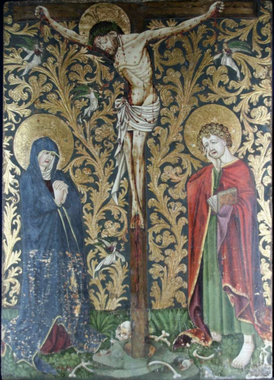 Master of the Lamentation of Christ in Lindau, The Crucifixion, ca. 1425. Tempera on panel, 125 × 89 cm, Museum Catharijneconvent – Current state